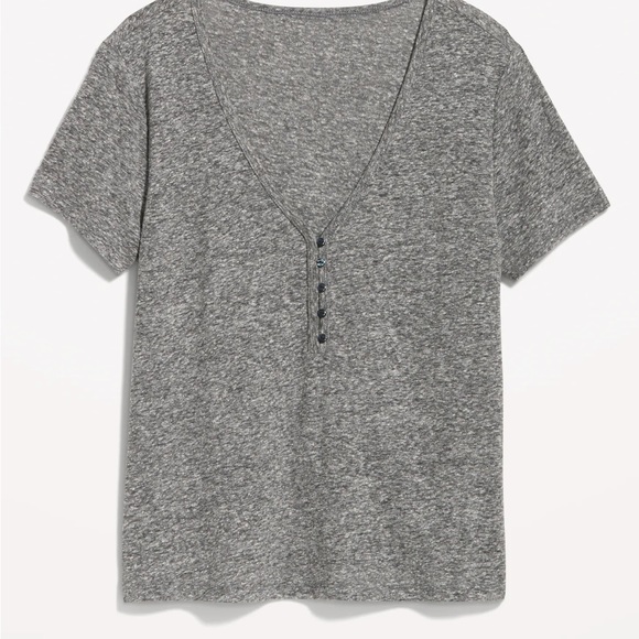 NWT OLD NAVY Linen-Blend V-Neck Henley T-Shirt Black Wash SIZE XTRA LARGE - Picture 4 of 5